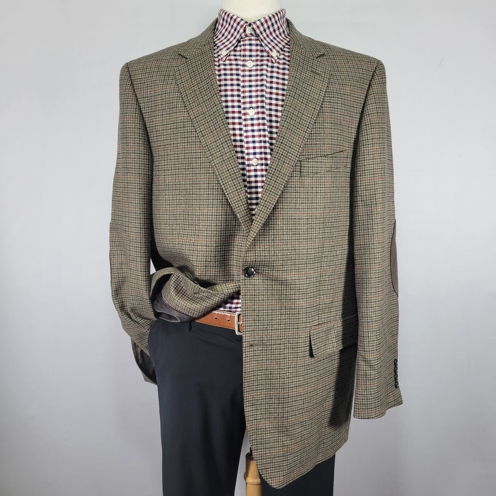 Saddlebred Men's Sport Coat Blazer Two Button Brown Heritage Lambs Wool‎ 46L
